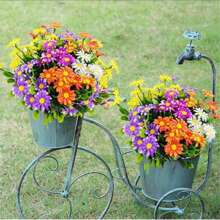 6/10 件人造塑料雏菊花，假菊花户外栅栏装饰，家居装饰