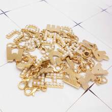 2Pcs Gold Color Letter Alloy Pendant With Faux Pearls Alphabet Charm Women Ladies Bag Clothes DIY Craft Decor A - Z