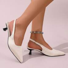 Sandales à talon ouvertes pour femmes, chaussures de soirée à bout pointu avec bride arrière et talon moyen, conviennent pour la fête, le bureau, le travail, à porter avec des jupes, beige, élégantes et charmantes