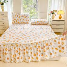 3件（床裙*1 枕套*2）印花床裙蕾丝床裙 - 彩色 - 查看 11