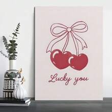 1 Pc Framed Coquette Room Decor - Preppy Lucky You Wall Art, Pink Room Decor - 框架 - 查看 1