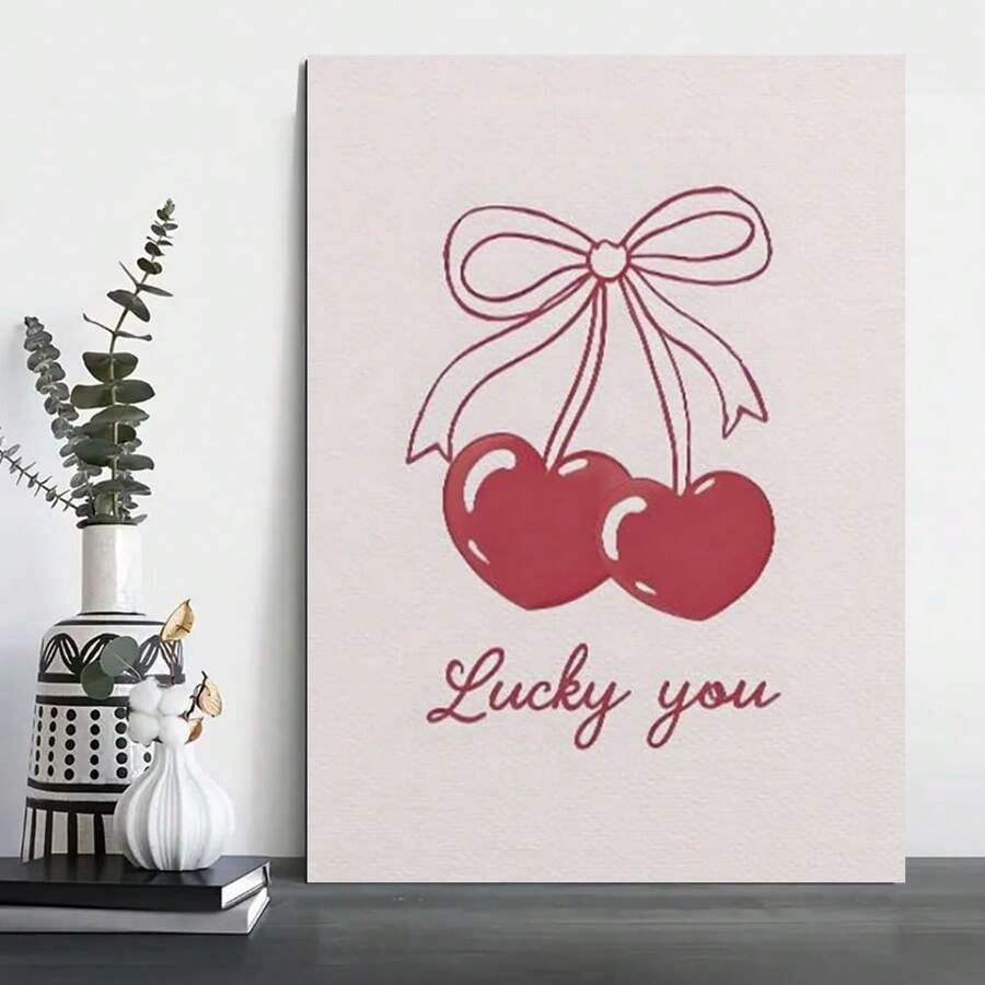 1 Pc Framed Coquette Room Decor - Preppy Lucky You Wall Art, Pink Room Decor - 框架 - 查看 1