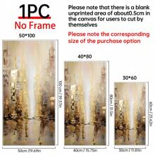 1pc Large Frameless Abstract Canvas Art Print - Elegant Golden & White Texture, Modern Wall Decor For Living Room & Bedroom, Canvas Wall Art Gifts Birthday Graduation