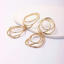 1 Pair Asymmetrical Spiral Line Decor Metallic Earring, Fashionable, Handmade, High-End, Personalized, Versatile Ear Studs For Women