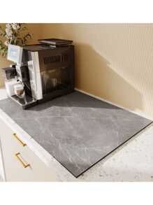Alfombrilla de Drenaje Premium - Fácil de Limpiar, Antideslizante, Secado Rápido, Aislante Térmico, Resistente al Aceite, Resistente a las Manchas, Absorbente de Agua - Perfecta para Mesas de Comedor, Encimeras de Cocina, Máquinas de Café y Barras de Bar. - Textura de mármol gris - Ver 10
