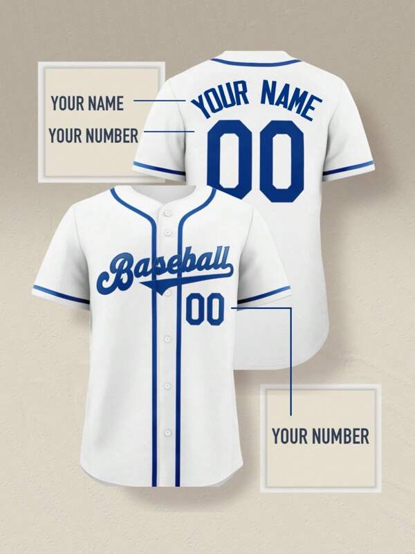 Maillot de baseball personnalisé avec nom et numéro - Chemise d'entraînement légère à boutons pour hommes, Top de sport respirant pour vêtements d'équipe et de sport personnalisés, élégante, mode, , décontractée, minimaliste chic, personnalisée, unique, costumes pour hommes, capsule de garde-robe, style de rue/basique pour hommes, cadeaux idéaux pour lui, petit ami, famille, amis, pour les anniversaires, les vacances/jours fériés, l'école/la compétition, les sports/l'escalade