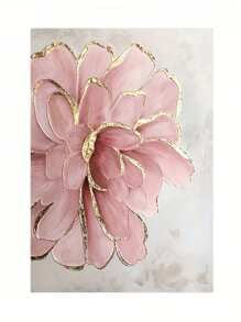 Luxury Pink Peony Gold Embellishment Wood Frame Canvas Painting, High Quality Wall Art, Ready-To-Hang Wall Decor For Living Room, Bathroom, Bedroom, Kitchen, Etc., Ready To Hang