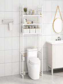 1pc 3-Tier Floor Bathroom Toilet Storage Rack, Multi-Layer Multifunctional Bath Space Saver Shelf