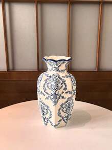 1 Pc Blue & White Porcelain Vase, New Chinese Retro Flower Vase, Living Room, Entrance, Office Floral Decor, Atmosphere Photography Prop Home Decor Room Decor Glass Vase