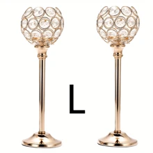 Elegant Metal Crystal Ball Glass Candle Holder With Windproof Glass Cover, Suitable For Restaurant, Living Room, Kitchen, Hotel Room, Show House Aromatherapy Candle Holder. Gold Crystal Candle Holder Home Decor, Candle Holder For Wedding, Candlelight Dinner, Applicable To Various Holidays, Christmas, Valentine's Day (Candles Not Included)