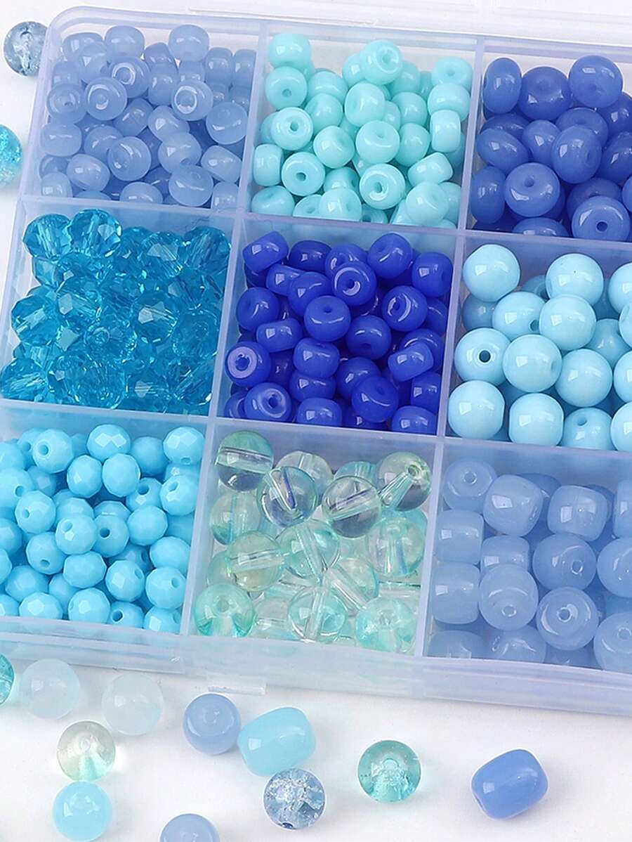 20pcs Blue Series Glass Beads - Round Beads, Bamboo Beads, Gradient Beads And Other Styles To Choose -Glass Loose Spacer Beads For Jewelry Making DIY Bracelet Necklace Accessories