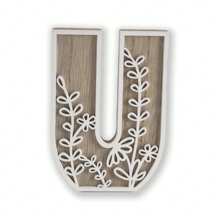 1 pieza Letra del alfabeto tallada con flores de 4.9 pulgadas de madera rústica - Decoración única de habitación, arte de pared, decoración de boda, estilo país francés para el hogar - Blanco - Ver 10