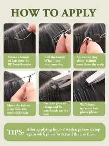 8d 微链接发 真人发 微珠接发 直发 真人发 灰金色 挑染 漂白金色 50 股 纳米环 隐形迷你硅胶珠 微链接发