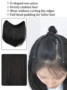 1 件 12 英寸短直发夹式接发，适合女士，黑棕色 U 型假发，带隐形夹，柔软合成假发纤维，适合女性日常佩戴和聚会 - 彩色 - 查看 4