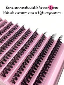 200pcs 40D Thick & Curly C-Curl False Eyelashes, 8-16mm Mixed DIY Eyelash Extension Kit, DIY Lower Lashes, Eyelash Tutorial Booklet, Large Capacity Soft Individual Lashes, Create Fluffy & Natural Y2K Butterfly Element Pink Base Card, Easy DIY Long-Lasting Fake Lashes At Home - Black - View 5