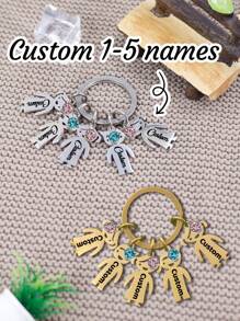 1 pieza Llavero personalizado con piedra natal, llavero personalizado con 1~5 nombres, llavero de acero inoxidable personalizado, oro/plata, regalo de llavero personalizado para hermanos, hermanas, amantes, familias, Día de la Madre, Halloween, Navidad, Colorido, Lindo, Adorable, Divertido, Kawaii, Y2K, Elegante, Unisex, Casual, Personalizado, Único, Personalizado, Regalos ideales para él, Regalos ideales para ella, Ella, Novio, Novia, Familia, Amigos