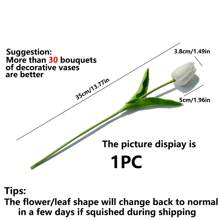 1/5/10/30PCS PU Artificial Tulip Plastic Flowers Bouquet Mother's Day Gifts Birthday Party Decoration Wedding Flower Basket Bride Holding Flowers Home Decoration Dining Room Bedroom Windowsill Vase Decoration New Year Decoration Outdoor Garden Start Of School Season