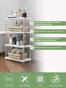 2/4-Storey Multifunctional Storage Rack, Large And Thick Storage Rack, Layered Storage, Large Capacity Saves Space, Stable And Easy To Install, Suitable For Kitchen, Bathroom, Bedroom, Office, Garage | Open Shelves And Enclosed Cabinets, Bathroom Storage Parts And Storage Space Saving Design,Shelves, Organize Shelves