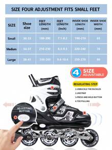 FREE STAR 1 双高端成型技术旱冰鞋，尺寸可调，高弹 PU 轮，闪光轮，时尚炫酷，全软鞋套，舒适，适合初学者和训练，男女通用休闲户外旱冰鞋