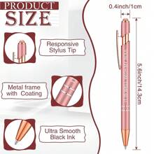 12 Pcs Inspirational Pens Bulk Motivational Quotes Funny Ballpoint Pens With Stylus Tip Inspirational Gifts For School Office Corworkers Teachers, Black Ink(Rose Gold,Bible Style)