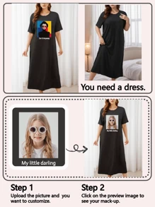 Customized Personalized Plus Size Women Clothing, Personalized Text, Photo, Customized Plus Size Summer Dress, Customize Your Birthday/Name/Greeting/Photo/Image/Pattern, Plus Size Loose Summer Dress, Birthday/Anniversary Holiday Pattern Customization, Team Uniform/Outdoor Wear/Class Uniform/Sportswear Customization, Personalized Loose Plus Size Dress, Plus Size Multi-Color Customized Women Clothing