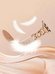 1 件男女通用时尚休闲奢华银色/金色/玫瑰金金属手链腕带，配柔软卡其色皮革表带，可调节，兼容 Ultra 3 2 1 SE 9 8 7 6 5 4 3 2 1 系列 10 S42mm S46mm 38mm 40mm 41mm 42mm 44mm 45mm 49mm 智能手表配件表带 - 卡其色 - 查看 11