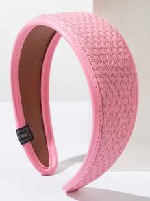 1pc 2025 New Vintage Leather Woven Wide Headband For Women, High-End Daily Versatile High Crown Head Hoop Hair Accessory