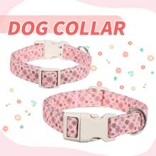 带可拆卸花朵印花的狗项圈，高品质向日葵、雏菊图案主题，配有坚固的米色塑料扣，Puppy Keep Girls 宠物项圈，适用于小型、中型和大型犬，狗用品