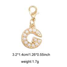 2Pcs Gold Color Letter Alloy Pendant With Faux Pearls Alphabet Charm Women Ladies Bag Clothes DIY Craft Decor A - Z