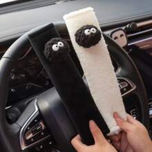 2pcs Black Spirit Pad Car Seat Belt Small Interior Decoration Protection Cartoon Creative Insurance Cover Car Accessories - White - View 2