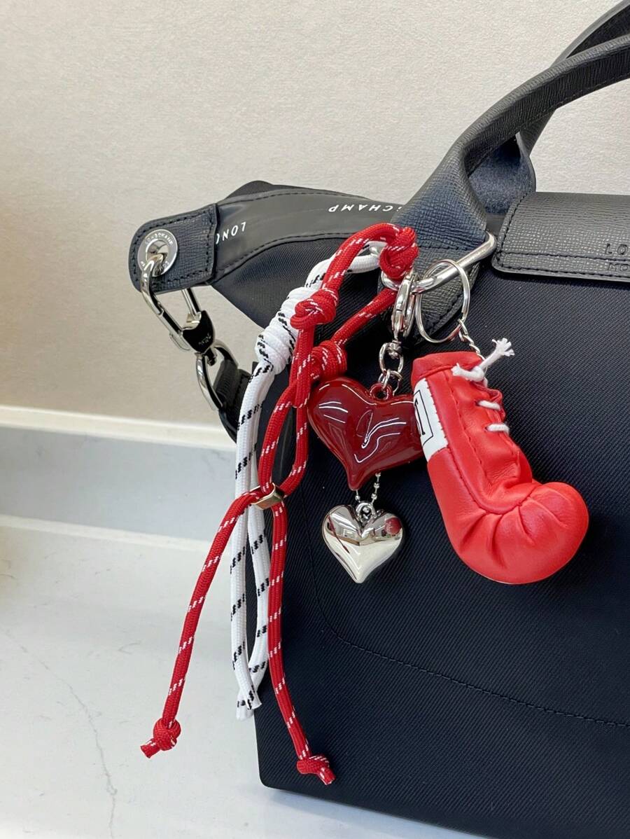 1PC Angola Red/Pink/Black/Silver/Gold Boxing Love Bag Charm,Keychain Accessories Car Pendant Can Be Used For Bag Pendant Pendant. Gifts Valentine'S Day Stylish For Teen Girls Women College Students Teacher White-Collar Workers Rookies & White-Collar Workers Gift Accessories Decor Present Car Accessories Women Key Chain Charms Back To School Supplies Gifts For Teachers