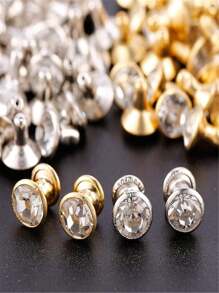 Fashionable 30 Pairs Gold/Silver Rhinestone Rivets Crystal Rivets 6 7 8 9mm Decorative Rivets Jewelry Rivets Hollow Rivets Clothing Leather Bag Belt Sewing Decorative Rivets SurePromise Metal DIY Rivets - Silver - View 4