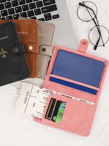 1pc Passport Holder Minimalist Travel Accessory - Convenient Storage Passport Multi-Card PU Passport Holder - Snap Closure Faux Leather Lining Airplane Pattern Holiday Supplies Travel Items Passport Wallet Travel Accessories Business Casual Woman And Man Travel Essentials Travel Must Haves For Travel And Back To School For Gift Giving Family Friends Lovers Mother's Day Gift