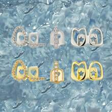 THATBOY 3pcs/Set Fashion Personalized Hip Hop Jewelry Grillz Copper Inset Zirconia Hollow Grillz Out Cool Gift For Men And Women, Teeth - Multicolor - View 7