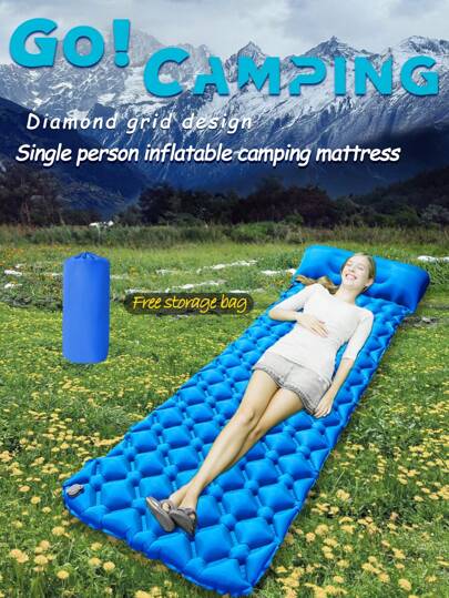 Inflatable Mattress Camping Mattress Air Mattress Ultralight Outdoor Sleeping Pad Folding Bed Hiking Sleeping Mat Moisture-Proof Mat Floor Mat Picnic Mat Inflatable Pad For Christmas Friends To Stay Overnight Inflatable Cushion For Resting In The Car
