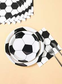 8 pièces Assiettes en papier jetables de 7 pouces/9 pouces sans laminage, décorations de fête à thème football, assiettes de fête jetables avec éléments de football, assiettes de table d'anniversaire, vaisselle jetable pour fête familiale, pique-nique de vacances, parfait contenant pour collations