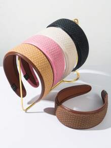 1pc 2025 New Vintage Leather Woven Wide Headband For Women, High-End Daily Versatile High Crown Head Hoop Hair Accessory