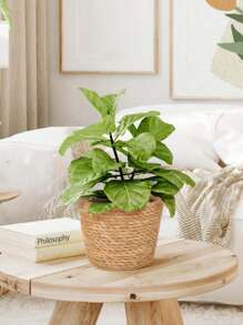 1 Cesta de armazenamento de vime trançado, cesto de plantas, lata de lixo, cesto de roupas sujas, cesto redondo pequeno ou grande de vime, recipiente multifuncional para quarto, sala de estar, banheiro, escritório, cesta de vime, cozinha, acessórios de cozinha, utensílios de cozinha, organizador de cozinha, organizador de maquiagem, itens de casamento, decorações florais, utensílios para casa, mesa, decorações para casa, organização e armazenamento doméstico, decoração de quarto, decoração de quarto, para a volta às aulas - Castanho - Ver 5