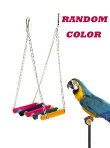 1/3/5pcs Wooden Parrot Swing Toys, Colored Hanging Bridge Bird Platform Toy, Bird Cage Accessory