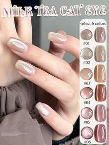 10ml Pink Blue Green Glass Bead Cat Eye Gel Nail Polish 2025 Milk Tea Small Light Bulb Crystal Cat Eye Gel Nail High-Density Glass Bead Cat Eye Spring Summer Nail Art Nail Supplies