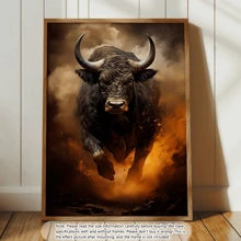 1 pieza Arte moderno de pared en lienzo - Impresión de un toro furioso blanco, póster decorativo, material de lienzo de alta calidad, con o sin marco, decoración de dormitorio universitario, apartamento, regalos para decoración de pared en hotel, hogar, sala de estar, dormitorio, baño y oficina