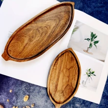 1pc Wooden Leaf Shaped Art Tray, Bathroom Storage, Dessert Display, Restaurant Decor, Holiday & Birthday Party Cake Stand