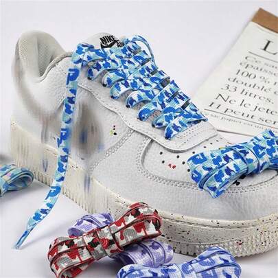 1 para wielokolorowych, kamuflażowych, modnych sznurowadeł, unisexowe, dekoracyjne sznurowadła do butów, odpowiednie do trampek, butów wojskowych, butów codziennych