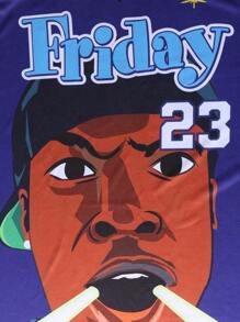 23 篮球球衣男友风格男式 90 年代嘻哈服装派对电影运动衫球衣紫色 S-3XL - 紫色 - 查看 5