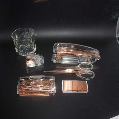 [Complete Office Stationery Set With Stapler] Office Stationery Kit, Including Stapler, Hole Punch, Tacker, Scissors, Stapler - Acrylic + Metal, With Staples - Rose Gold, Office Desk Organizer Set, Ideal For Students And Professionals,Back To School,School Supplies