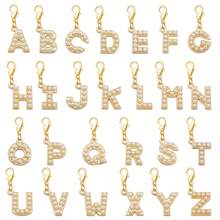 2Pcs Gold Color Letter Alloy Pendant With Faux Pearls Alphabet Charm Women Ladies Bag Clothes DIY Craft Decor A - Z