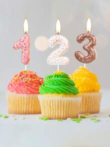 Velas con forma de rosquilla, velas decorativas de colores para pasteles, velas con números de caramelo, velas decorativas para pasteles de cumpleaños, velas decorativas para pasteles dulces, velas con tema de rosquilla, adecuadas para decoración de cumpleaños de niños y niñas y suministros para fiestas de verano - Multicolor - Ver 4