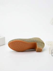 2025 Fashion New Gold Shiny Kids High Heels, Elegant Luxury High Heels For Girls, Suitable For Dance Performances, Elegant Princess Shoes, Bling Teen High Heels, Party High Heels - Gold - View 7