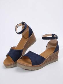 Women's Summer New Fashion Peep Toe Ankle Strap Wedge Sandals