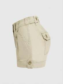 Casual Simple Solid Color Commute Utility Shorts - Apricot - View 5